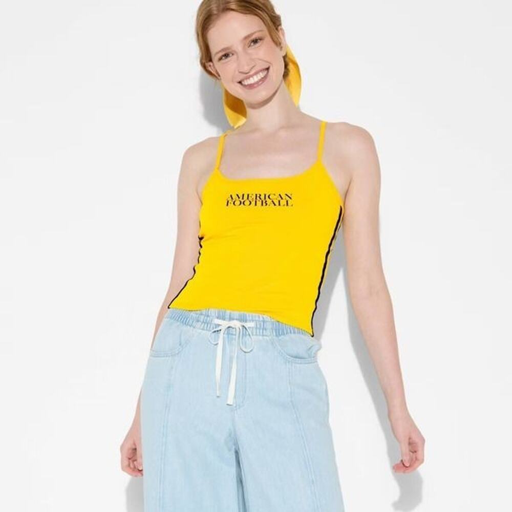 Wild Fable Women’s Game Day Graphic Camisole Yellow Football Scoop Neck Tank L